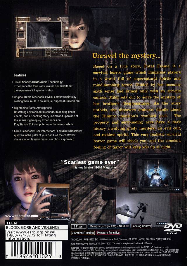 Fatal Frame Box Shot for PlayStation 2 - GameFAQs