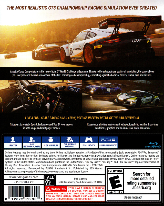  Assetto Corsa Competizione - PlayStation 4 : 505 Games: Video  Games