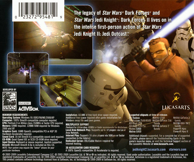Star Wars Jedi Knight II: Jedi Outcast (Jewel Case) Box Back