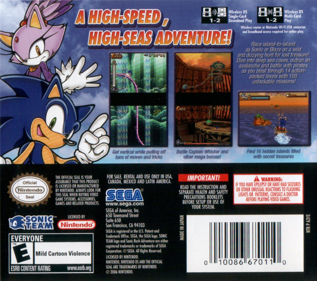 Sonic Rush Adventure Box Shot For Ds Gamefaqs