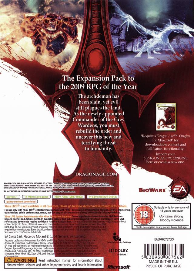 Dragon Age: Origins - Golems of Amgarrak Box Shot for Xbox 360