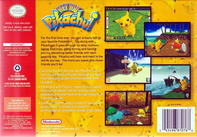 Hey You Pikachu Box Shot For Nintendo 64 Gamefaqs
