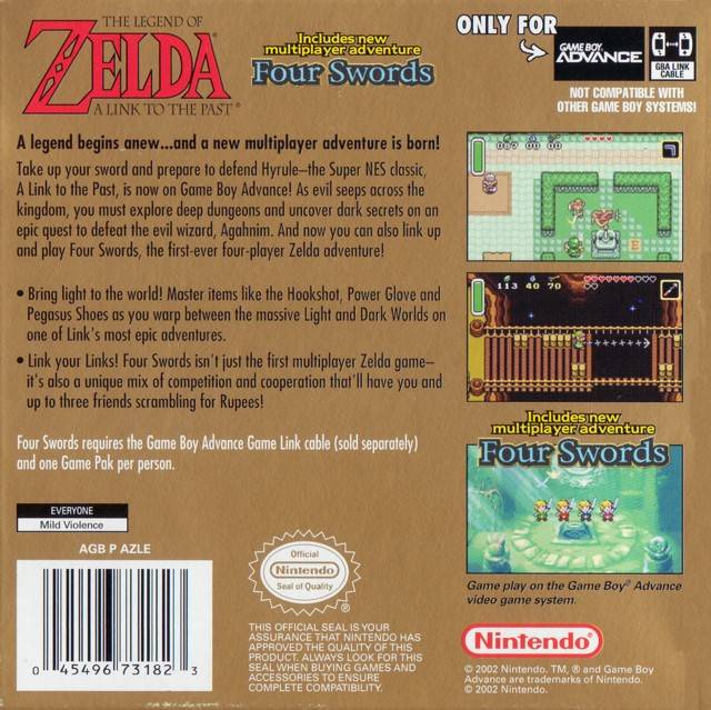 The Legend Of Zelda: A Link To The Past / Four Swords Box Shot For Game Boy  Advance - Gamefaqs