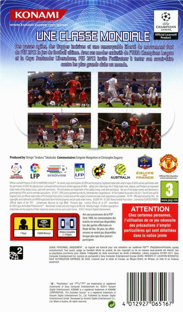 Pro Evolution Soccer 2012 Box Shot for PSP - GameFAQs