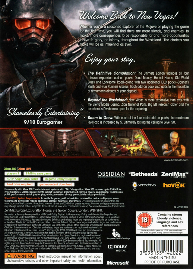 uitlokken Veilig Dom Fallout: New Vegas Box Shot for Xbox 360 - GameFAQs