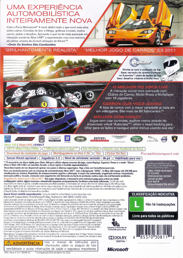 Jogo Forza Motorsport 4 - De Xbox 360 Original