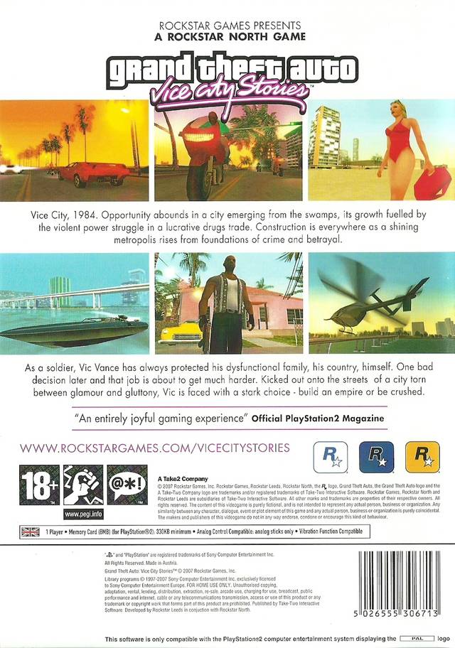 Grand Theft Auto: Vice City Stories GTA Sony PSP PEGI-18+ PAL