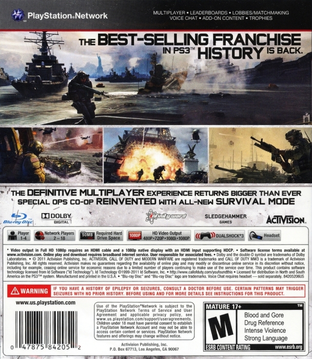 hacer clic amargo Negligencia médica Call of Duty: Modern Warfare 3 Box Shot for PlayStation 3 - GameFAQs