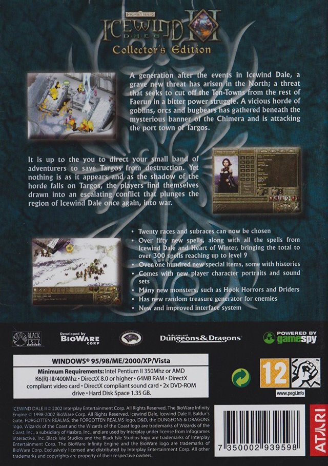 Icewind Dale II: Collector's Edition Box Back