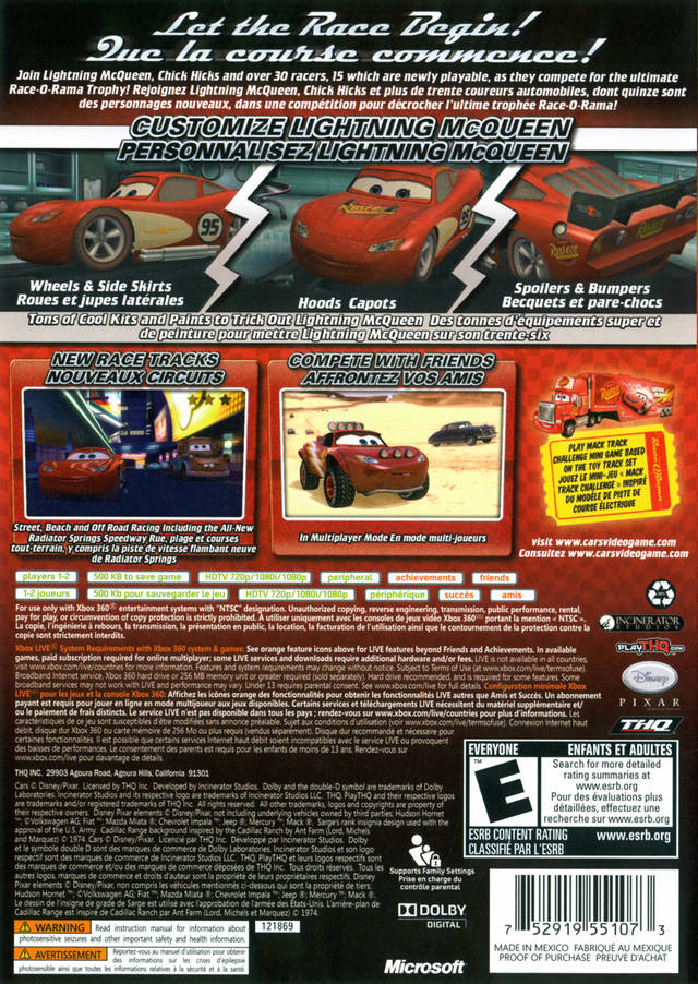 Disney/Pixar Cars Race-O-Rama Videos for Xbox 360 - GameFAQs