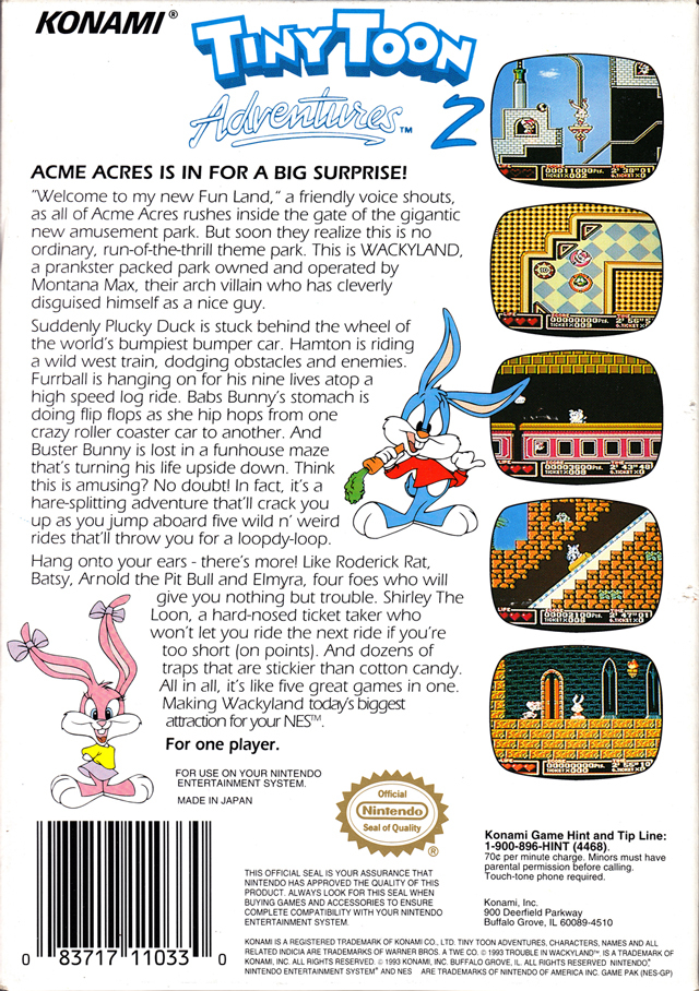 snap bacon beton Tiny Toon Adventures 2: Trouble in Wackyland Box Shot for NES - GameFAQs
