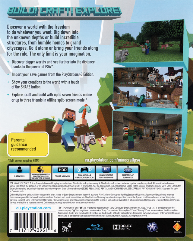 Minecraft -- PlayStation 3 Edition (Sony PlayStation 3, 2014)
