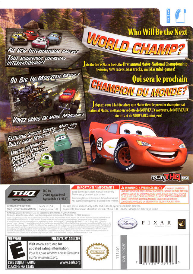 ontspannen Citaat Uitgaven Disney/Pixar Cars Mater-National Championship Box Shot for Wii - GameFAQs