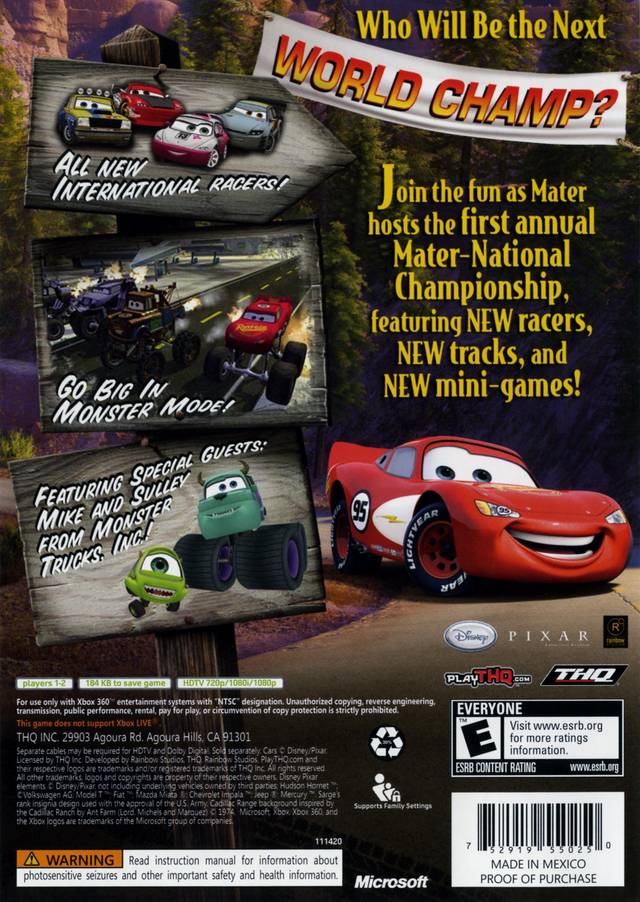 Disney/Pixar Cars Mater-National Championship Box Shot for Xbox